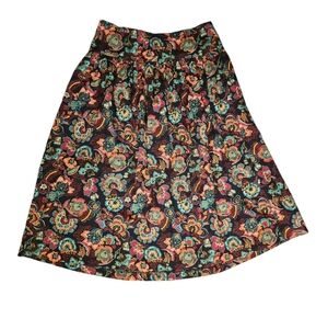 Vintage sostanza black floral colorful midi skirt